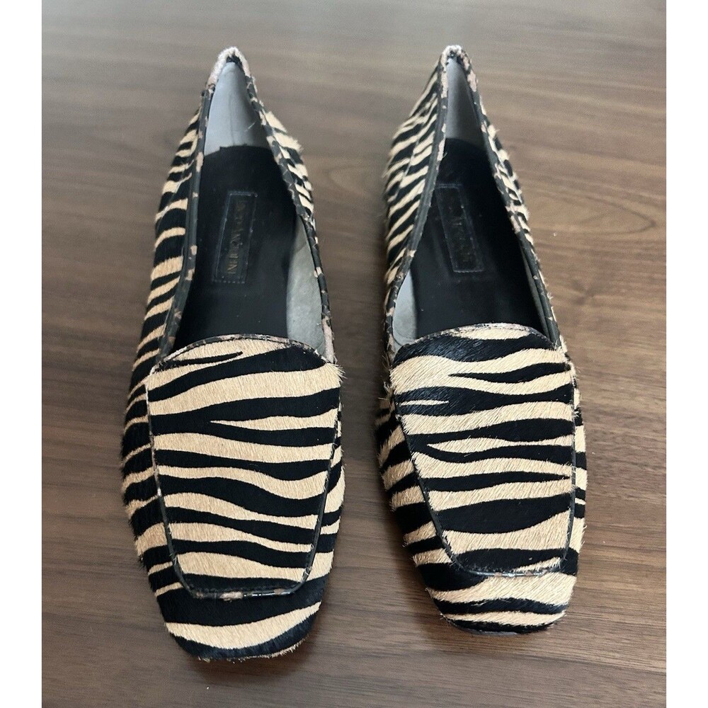 Enzo Angiolini Animal Print Faux Fur Loafer Flats Square Toe Slip-On 9.5 M